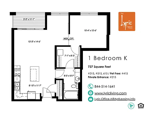Floor plan 1 Bedroom K