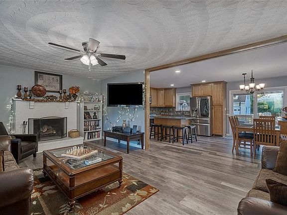 newly opened up living room to kitchen 
