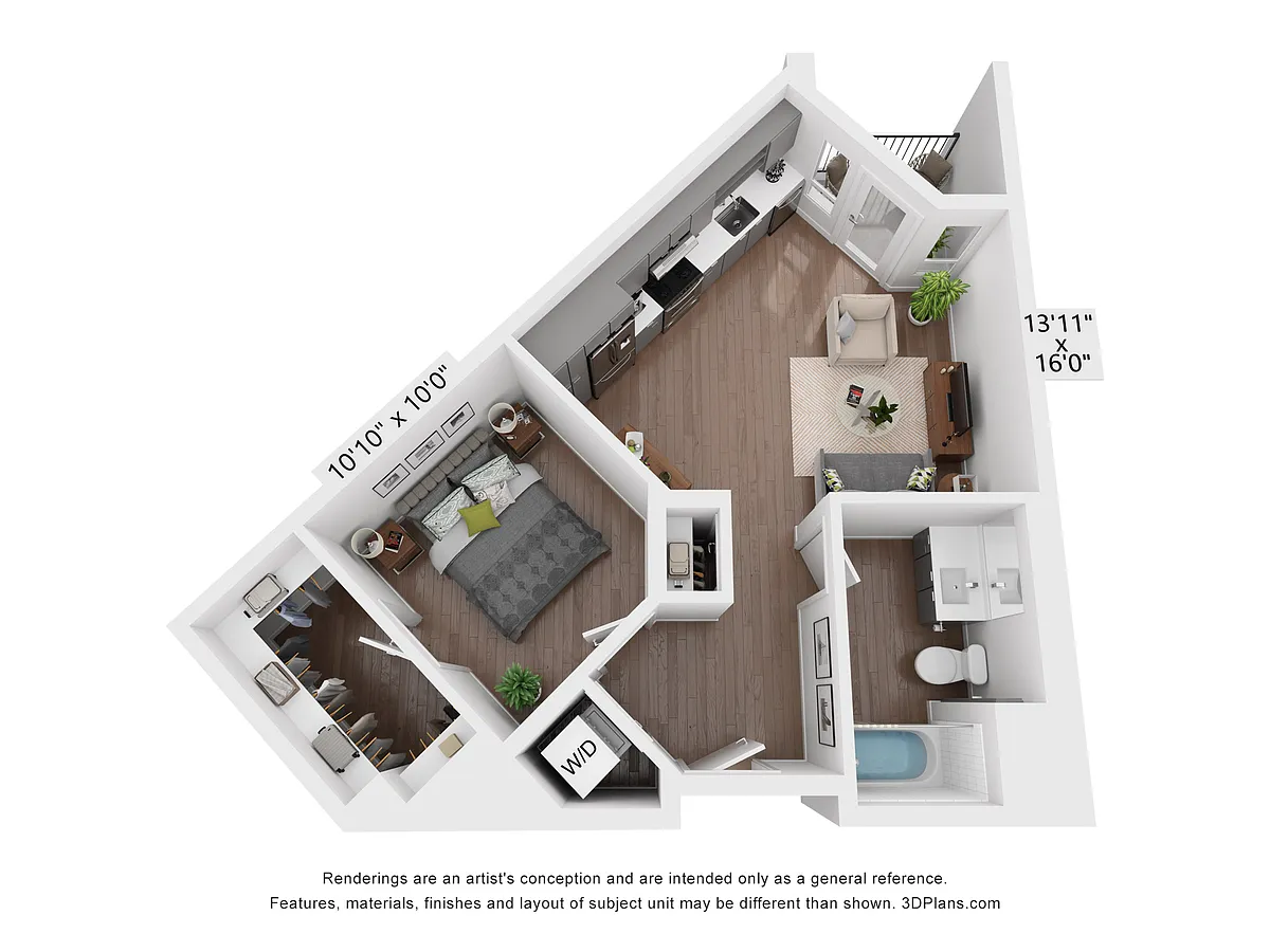 Floor plan 1 Bedroom, 1 Bath