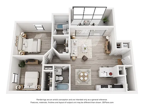 Floor plan Gardenia | 2 Bed | 2 Bath | Classic