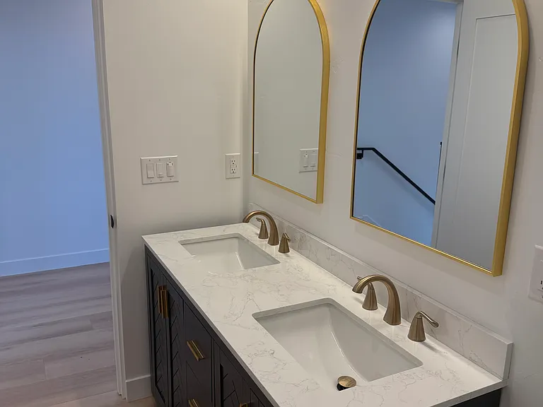 Upstairs bathroom double vanity