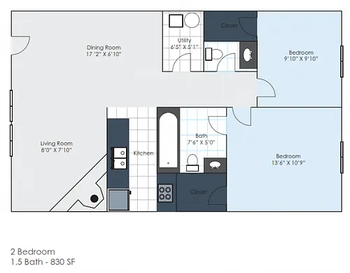 Floor plan 2 Bedroom Full Reno