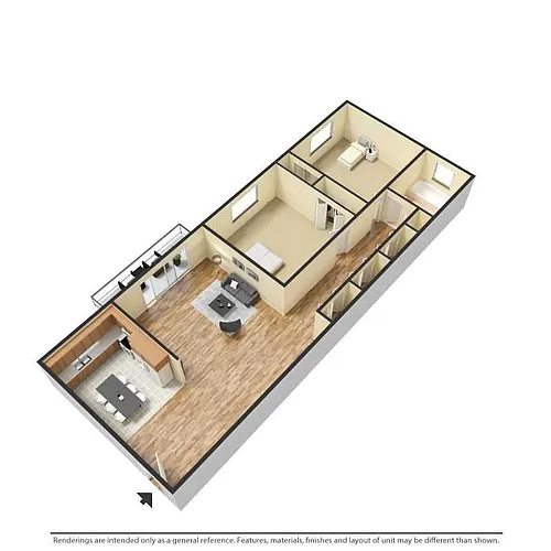 Floor plan Campaign 2-2 BR 1 BA apartment