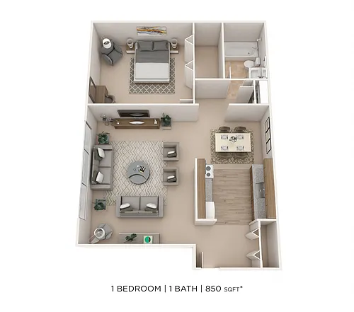 Floor plan One Bedroom - 850 sqft
