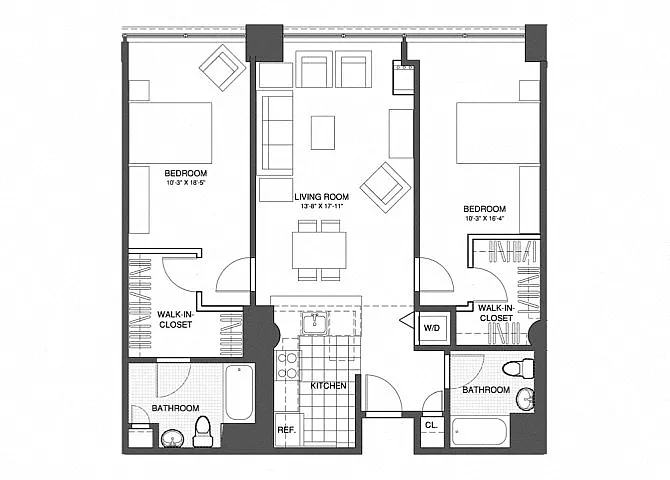 Floor plan 2 Bed/2 Bath