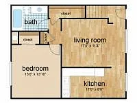 Floor plan 1 Bedroom Lower Floor