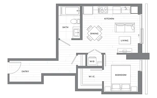 Floor plan 1 Bedroom 1 Bath A11