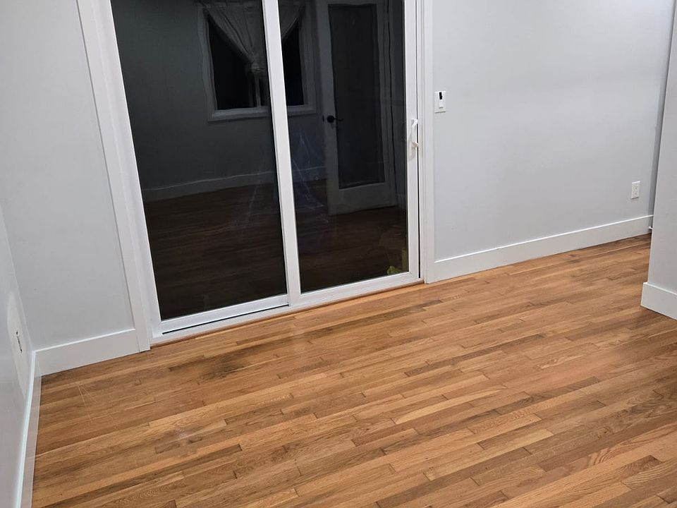 Sliding door exits to outside
