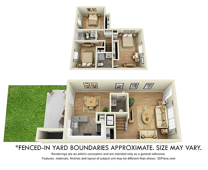 Floor plan Chadwyck Townhouse with Fenced-In Yard