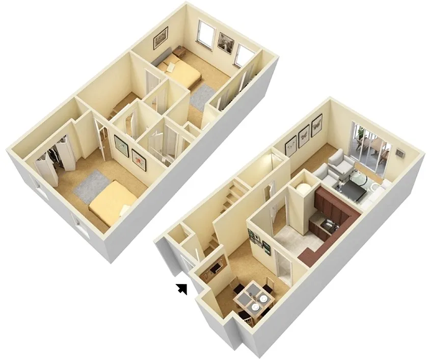 Floor plan 2 Bed 1.5 Bathroom