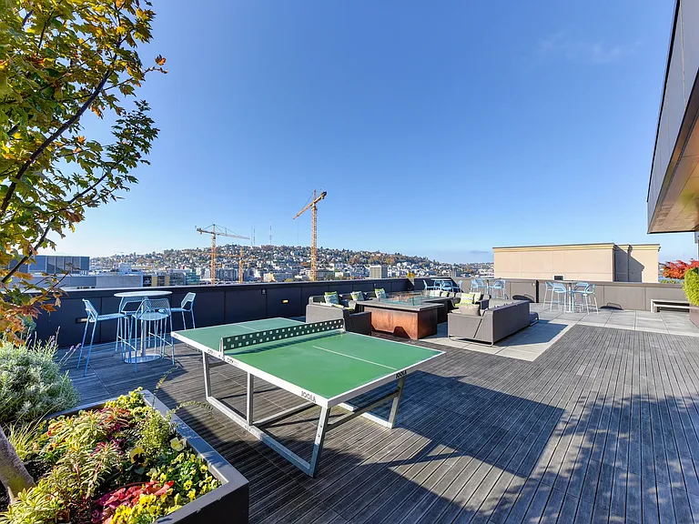 Rooftop Ping Pong Table and Lounge Area