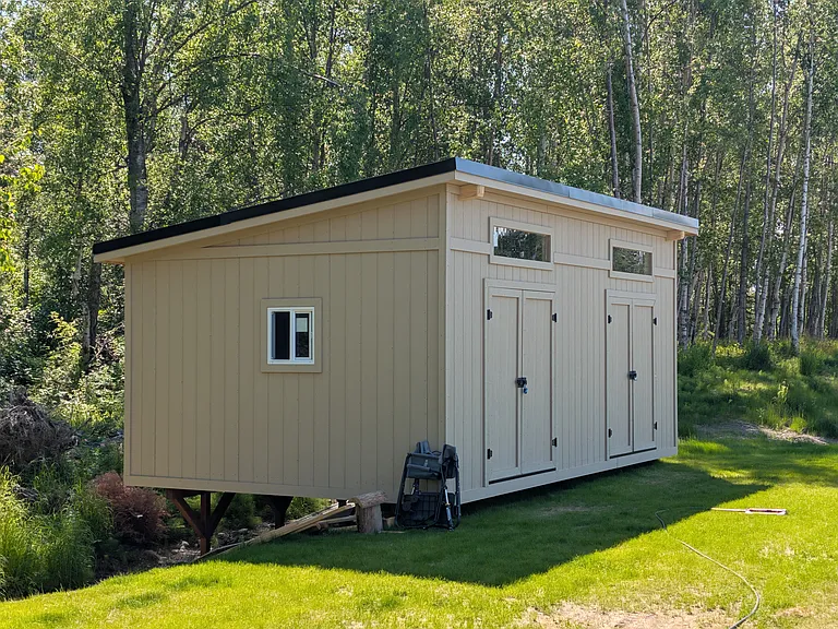 Shed, 1 side included with unit. 12ft x 14ft per unit.