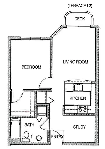 Floor plan 1x1 Den B
