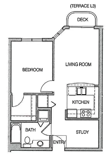 Floor plan 1x1 Den B