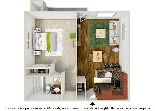 Floor plan 1 Bedroom 1 Bath