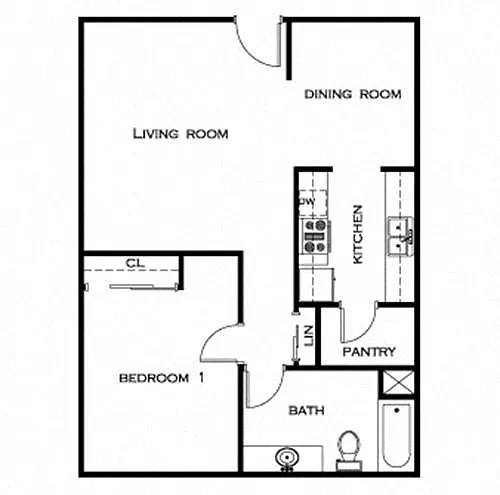 Floor plan 1 Bed 1 Bath
