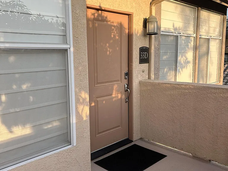 Front door as seen from patio.