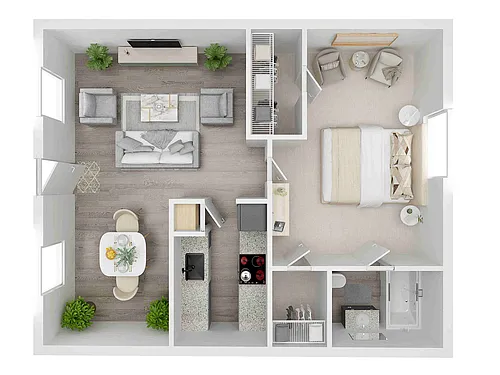 Floor plan 1X1-B