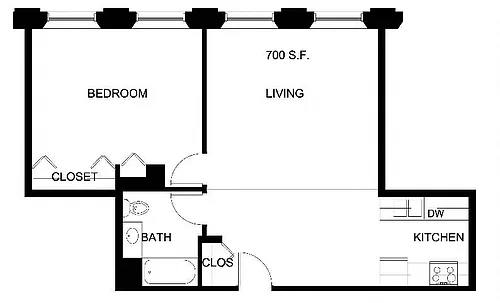 Floor plan 1 Bed/1 Bath P-A8