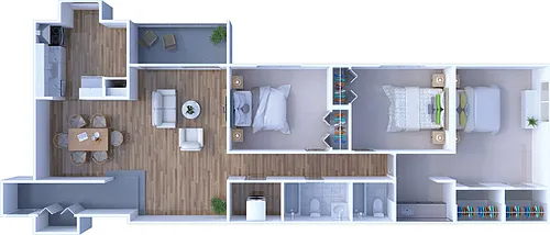 Floor plan 3BR - 2BTH DLX