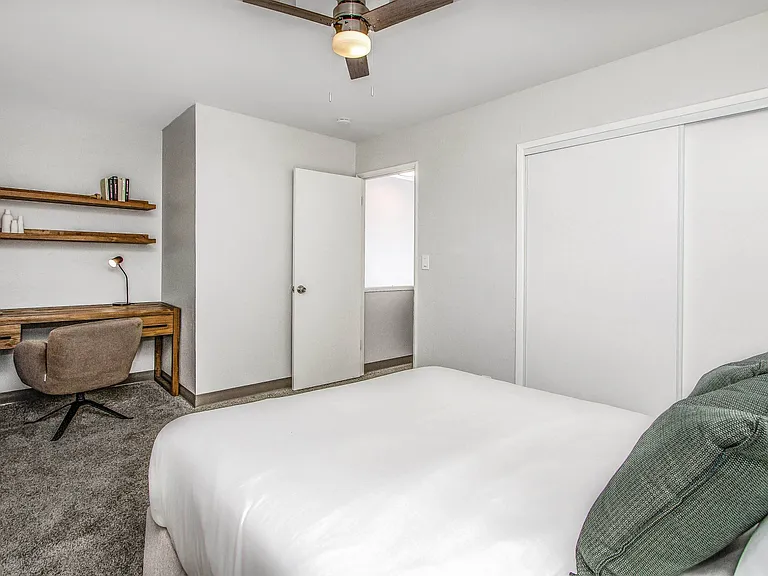 Work-from-home space in primary bedroom at Mala Grove in Waipahu, HI