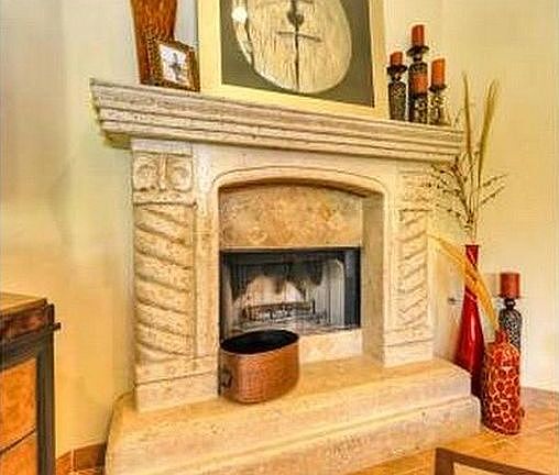 Custom Limestone Fireplace