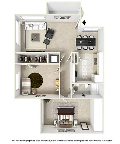 Floor plan 2 Bed 1 Bath