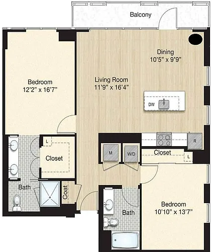 Floor plan Tier 51.1 - 2 Bed/2 Bath