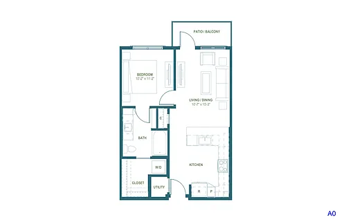 Floor plan A0 | 1 Bed | 1 Bath