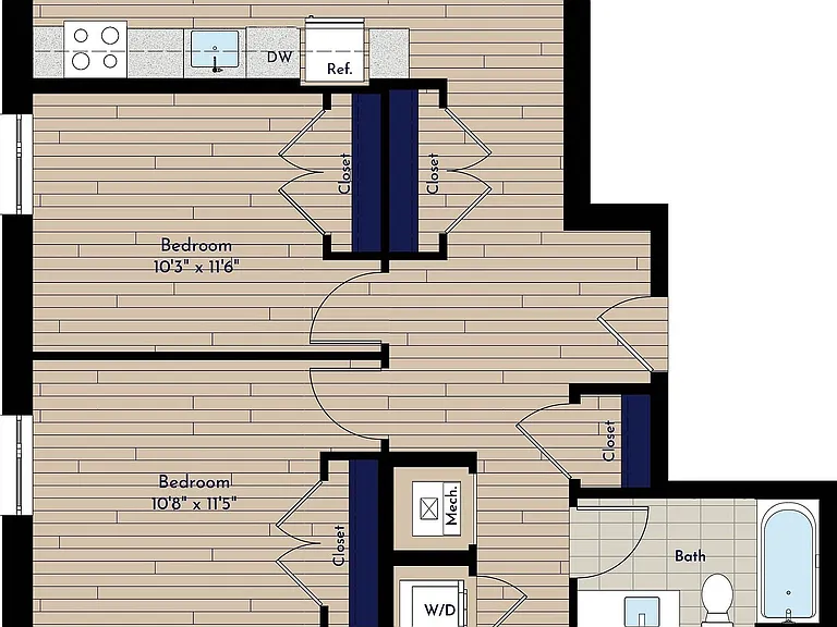B 3BR-D 70 Three Bedroom Floor Plan B 3BR-D 70 Three Bedroom Floor Plan