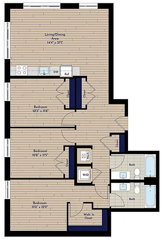 Floor plan B 3BR-D-70