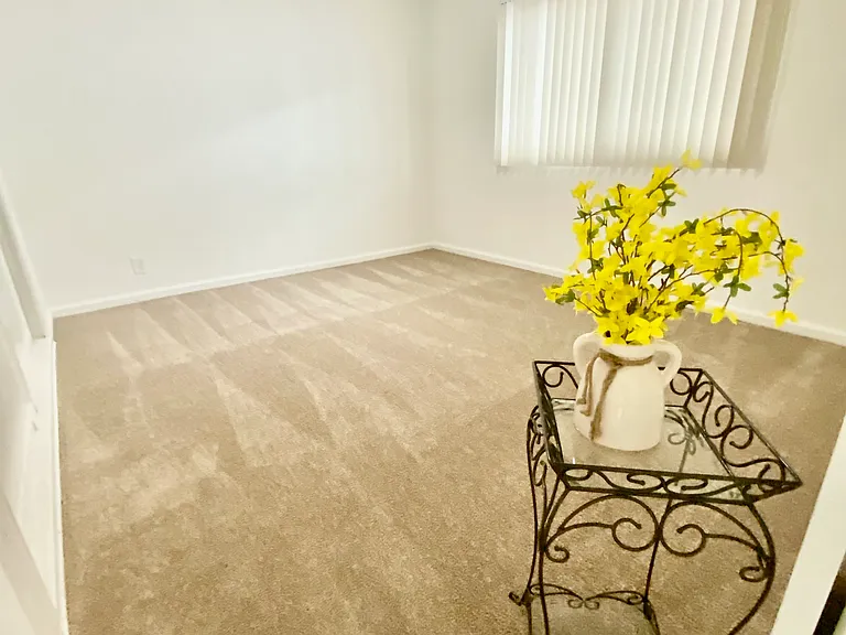 Spacious bedroom with new carpet