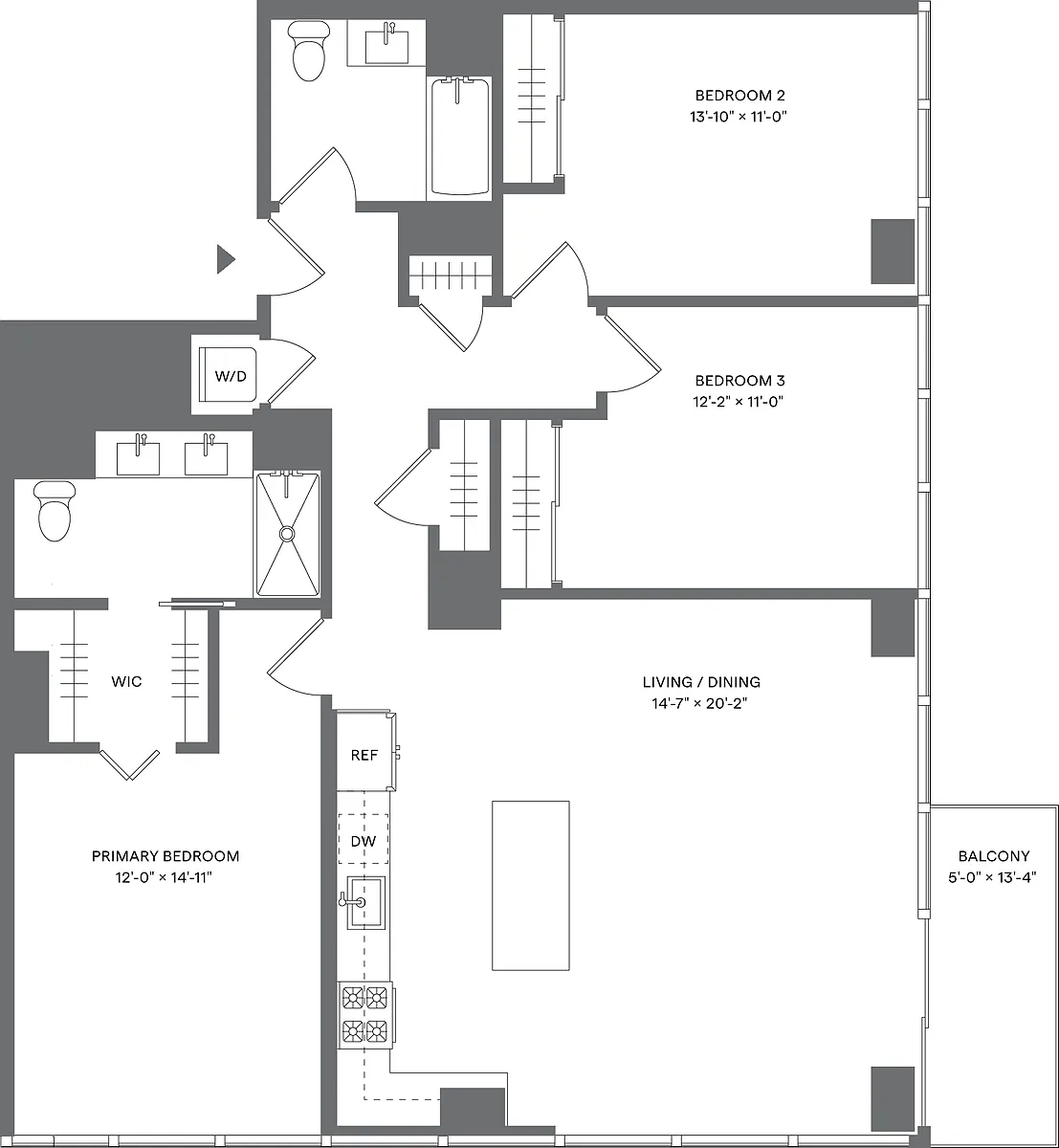 Floor plan 3 Bed/2 Bath_C1