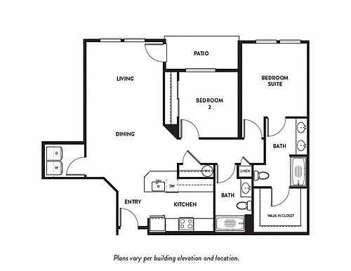 Floor plan 2 Bed 2 Bath C8