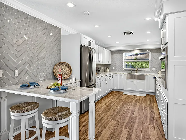 Spacious newly remodeled kitchen, with GE appliances.