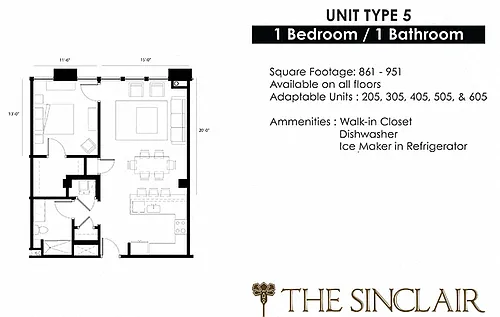 Floor plan 1 Bedroom 1 bathroom Floor Plan Type 5