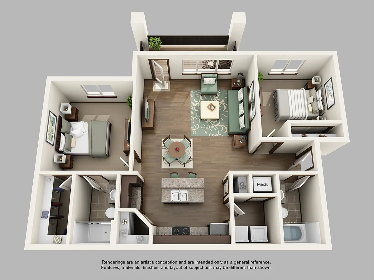 Floor plan 2 Bedroom 2 Bathroom DAY
