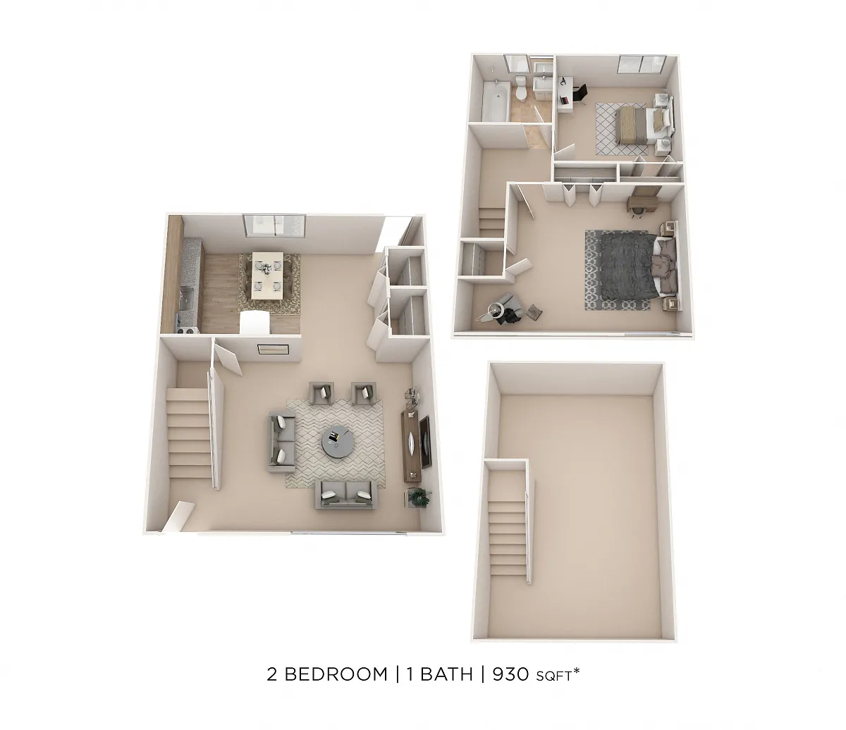 Floor plan Two Bedroom Townhome