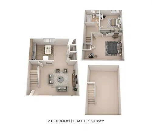 Floor plan Two Bedroom Townhome