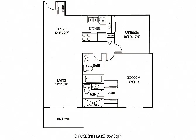 Floor plan Spruce 1 Plus Den