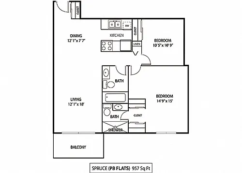 Floor plan Spruce 1 Plus Den