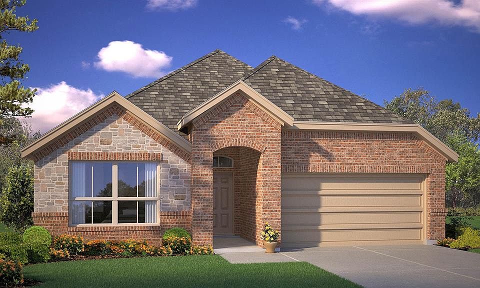 Front Elevation - D.R. Horton''s Blancofloorplan Elevation F - All Home and community information, including pricing, included features, terms, availability and amenities, are subject to change at any time without notice or obligation. All Drawings, pictures, photographs, video, square footages, floor plans, elevations, features, colors and sizes are approximate for illustration purposes only and will vary from the homes as built.