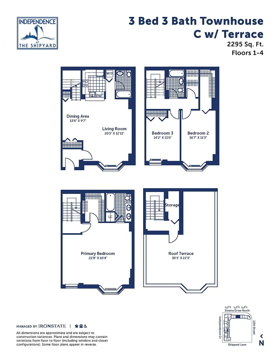 Floor plan 3 Bed 3 Bath Townhouse C With Terrace