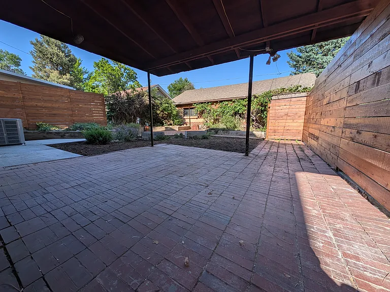 Private backyard with covered patio