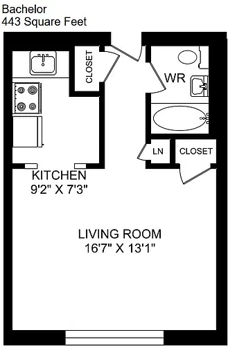 Floor plan Bachelor/Studio
