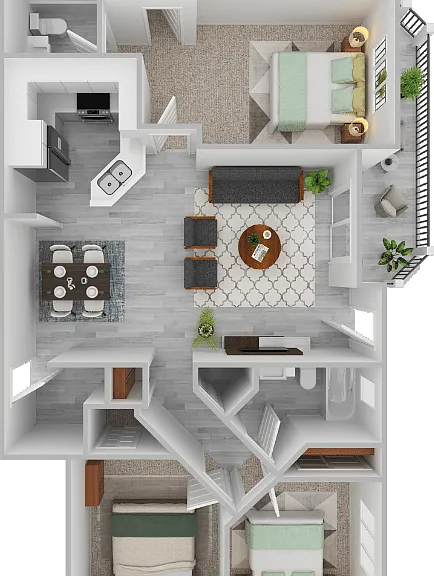 Plan E- 3 bed 2 bath Floorplan Diagram