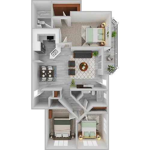 Floor plan Plan E- 3 bed 2 bath