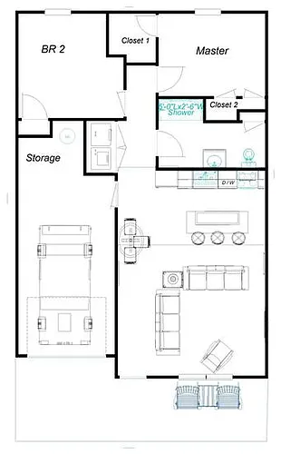 Floor plan 2 Bed with Garage