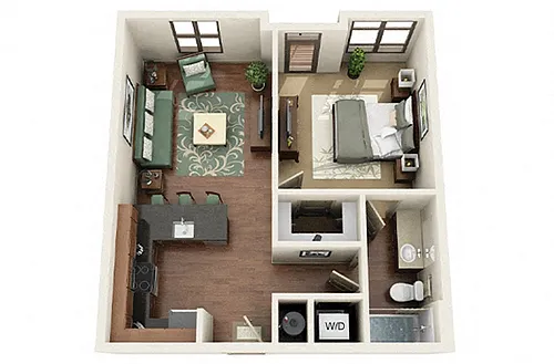 Floor plan Camden 1 Bedroom 1 Bath