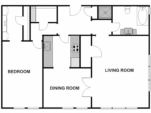Floor plan 1 Bed / 1 Bath: Type B